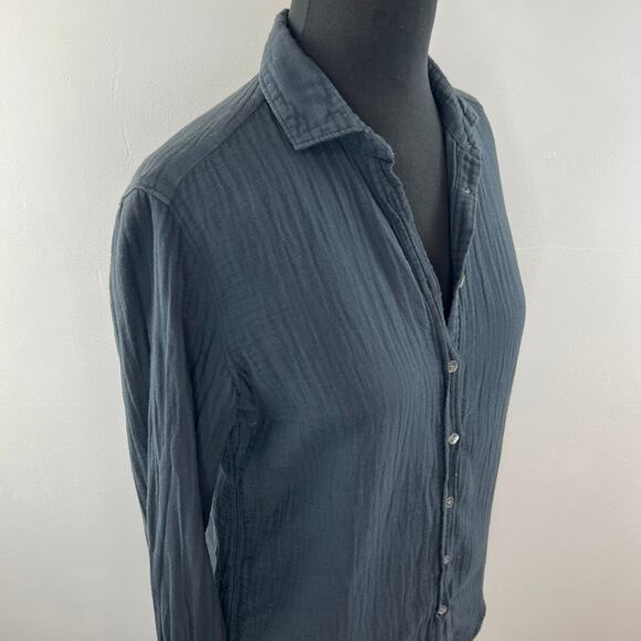 HARTFORD ALTERNATIVE CLASSICS Gray Cotton Gauze Button Down Long Sleeve Shirt 2 - Picture 4 of 8
